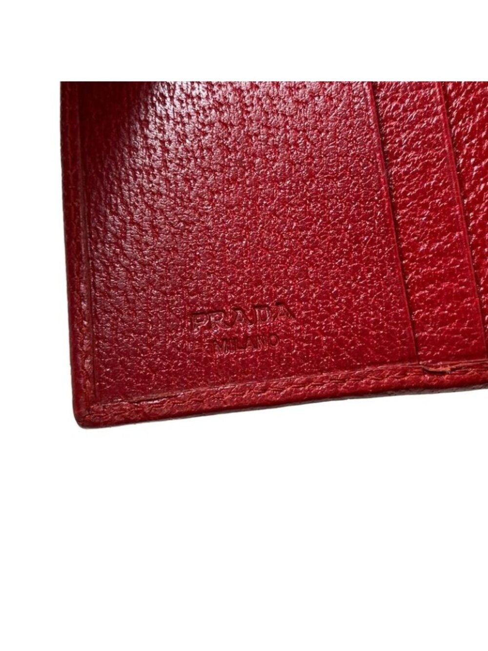 ★SOLD★ Prada Trifold Wallet Red Leather - Picture 5 of 9